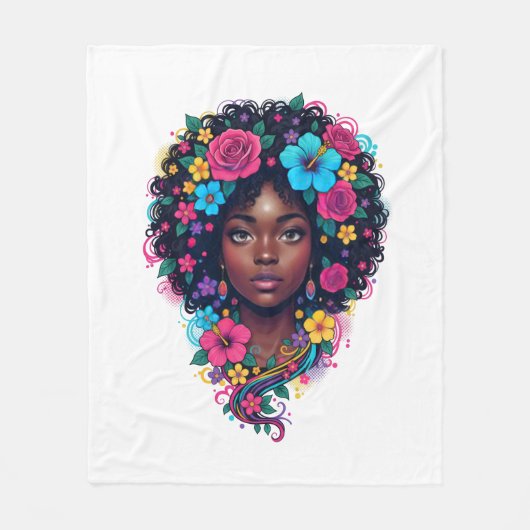 Black Girl Magic Afro Diva Fleece Deken (Voorkant)