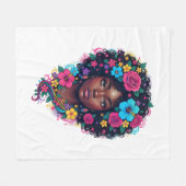 Black Girl Magic Afro Diva Fleece Deken (Voorkant (Horizontaal))