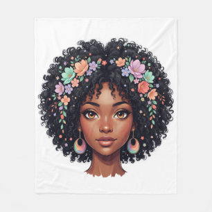 Black Girl Magic Afro Diva Fleece Deken