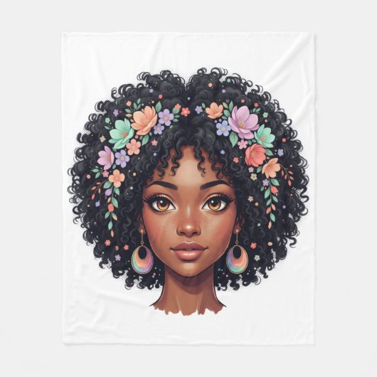Black Girl Magic Afro Diva Fleece Deken (Voorkant)
