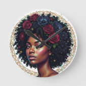 Black Girl Magic Afro Diva Ronde Klok (Voorkant)