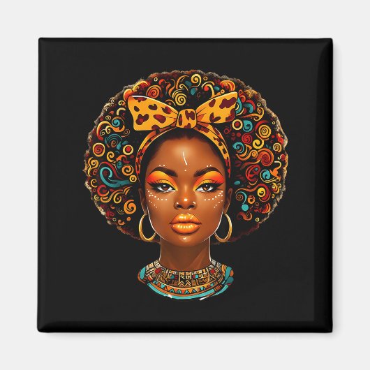 Black Girl Magic Afro Melanin Queen African Americ Magneet (Voorkant)