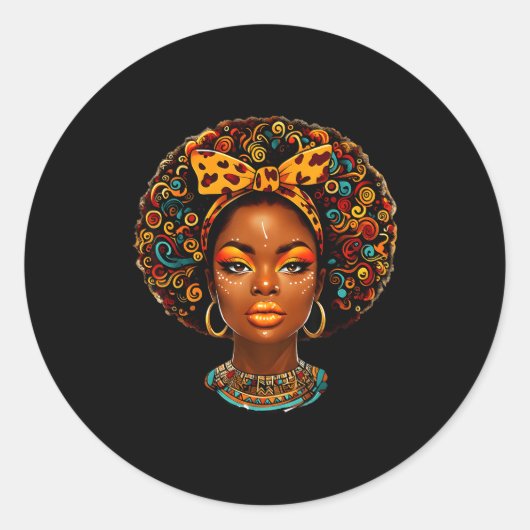 Black Girl Magic Afro Melanin Queen African Americ Ronde Sticker (Voorkant)