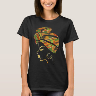 Black Girl Magic Afro Melanin Woman Headrap Black T-shirt