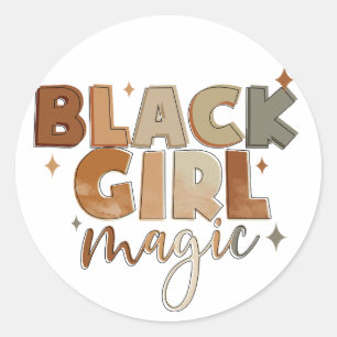 Black Girl Magic Afro Woman Ronde Sticker