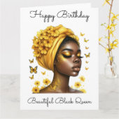 Black Girl Magic Birthday Sista Melanin Woman Kaart (Gele Bloem)