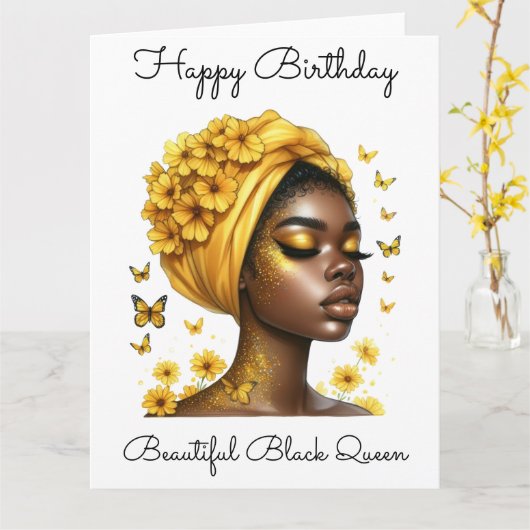 Black Girl Magic Birthday Sista Melanin Woman Kaart (Gele Bloem)