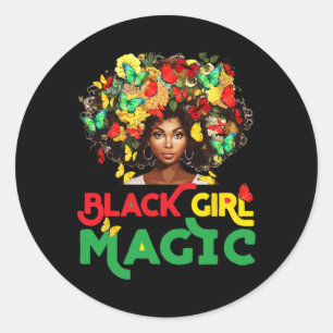Black Girl Magic Black Geschiedenis Maand Vlinderp Ronde Sticker