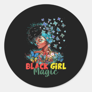 Black Girl Magic Black Geschiedenis Maand Vlinderp Ronde Sticker