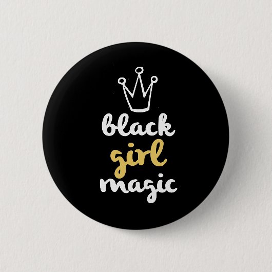 Black Girl Magic Crown Button Black (Voorkant)