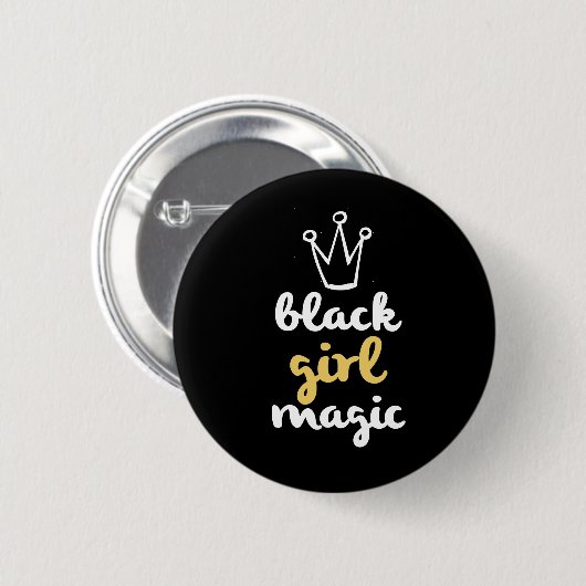 Black Girl Magic Crown Button Black (Voorkant /achterkant)