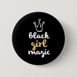 Black Girl Magic Crown Button Black