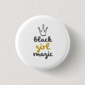 Black Girl Magic Crown Button White (Voorkant)