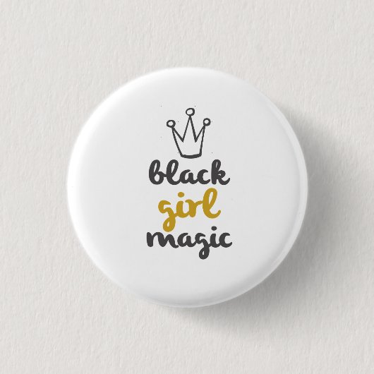 Black Girl Magic Crown Button White (Voorkant)