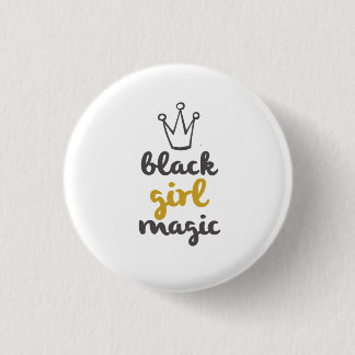 Black Girl Magic Crown Button White