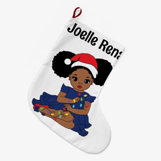 Black Girl Magic Melanin Kerst Bruine Huid Liefde Grote Kerstsok (Voorkant (Hangend))