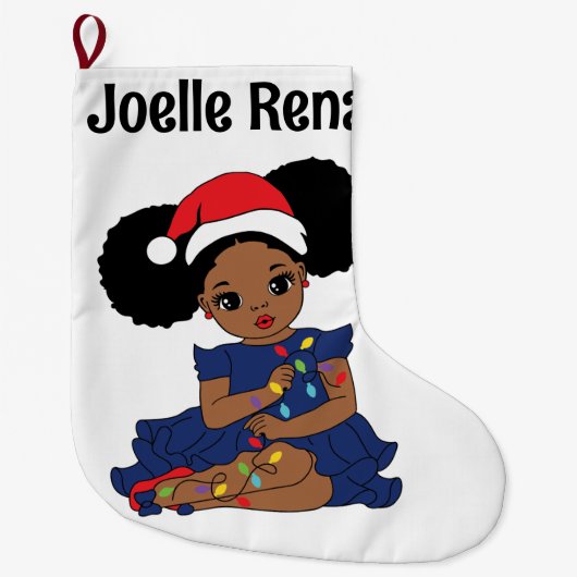 Black Girl Magic Melanin Kerst Bruine Huid Liefde Grote Kerstsok (Voorkant)