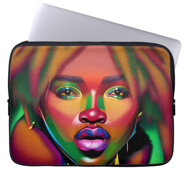 Black Girl Magic Melanin Poppin Juneteenth Queen Laptop Sleeve (Voorkant)