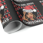 Black Girl Magic Merry, Afrikaans-Amerikaans Cadeaupapier (Rol Hoek)