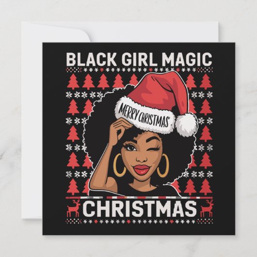 Black Girl Magic Merry, Afrikaans-Amerikaans Feestdagenkaart (Voorkant)