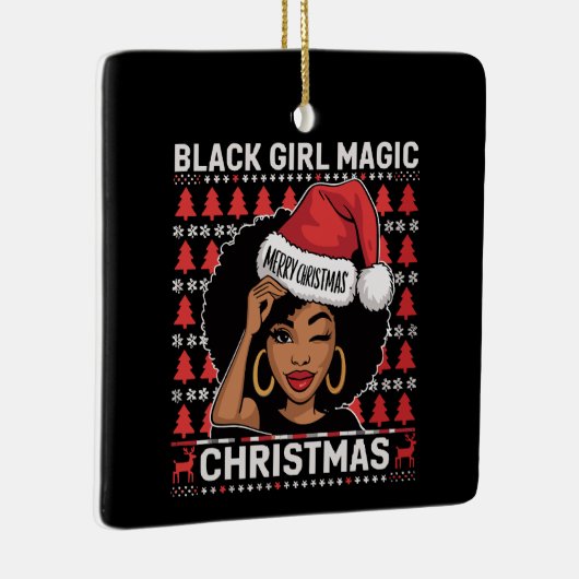 Black Girl Magic Merry, Afrikaans-Amerikaans Keramisch Ornament (Rechts)