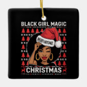 Black Girl Magic Merry, Afrikaans-Amerikaans Keramisch Ornament (Voorkant)