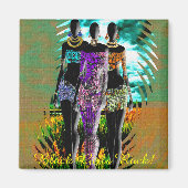 Black Girl Magic Mixed-Media Silhouet Magneet (Voorkant)
