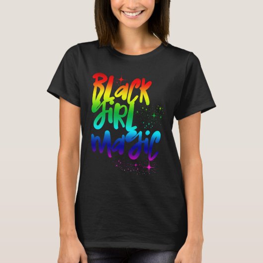 Black Girl Magic Retro Rainbow African Queen Melan T-shirt (Voorkant)