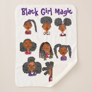 Black Girl Magic Sherpa Blanket Deken