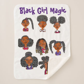 Black Girl Magic Sherpa Blanket Deken