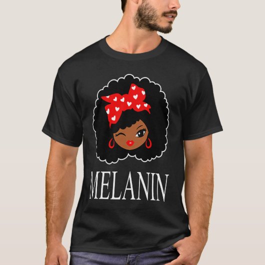 Black Girl Magic Winking Eye Afro Lips Black Queen T-shirt (Voorkant)