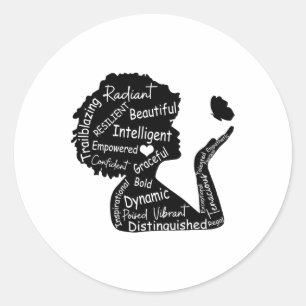 Black Girl Magisch-zwarte Geschiedenis Maand Kledi Ronde Sticker