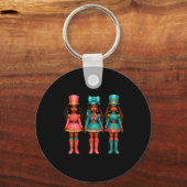 Black Girl Nutcracker Christmas Nk Nutcracker Xmas Sleutelhanger (Voorkant)