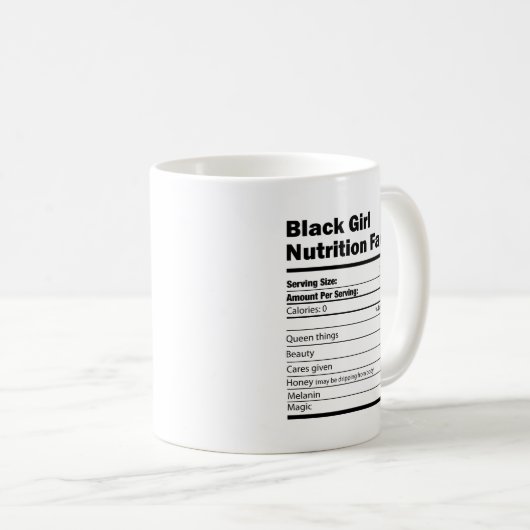 Black Girl Nutritional Facts Koffiemok (Voorkant rechts)