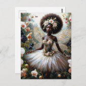 Black Girl Orchid Fairy With Afro Briefkaart (Voorkant / Achterkant)