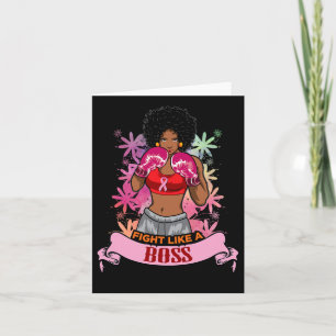 Black Girl Pink Warrior Breast Cancer Awareness Bo Kaart