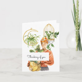 Black Girl Plant Lover Denken aan jou Kaart