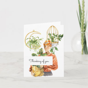 Black Girl Plant Lover Denken aan jou Kaart