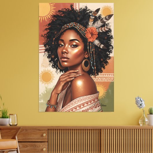Black Girl Poster – Stunning Bohemian Wall Art Canvas Afdruk (Insitu (Woonkamer))