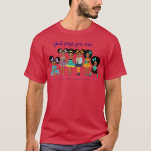 Black Girl Puff Afro African American Kinder God s T-shirt