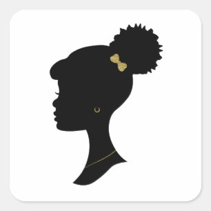 Black Girl Puff Silhouette Sticker
