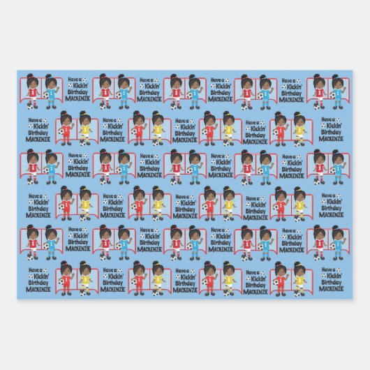 Black Girl Soccer Persoonlijk Inpakpapier Vel (Voorkant 2)