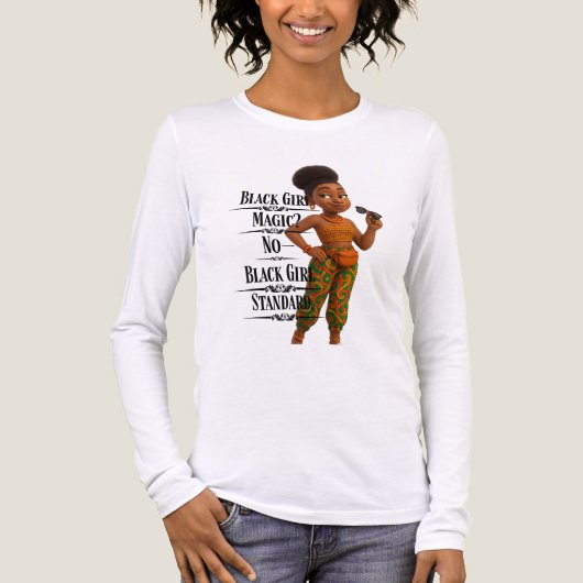 Black Girl Standard,Afro Modern,Pixarstyle 3d Tri-Blend Shirt (Voorkant volledig)