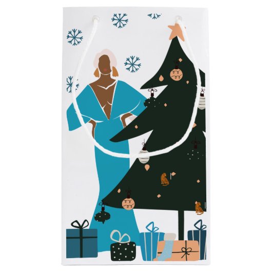 Black Girl White Hair-kerstcadeau Klein Cadeauzakje (Achterkant)