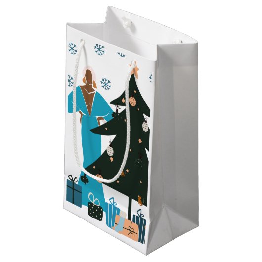 Black Girl White Hair-kerstcadeau Klein Cadeauzakje (Voorkant Gekanteld)