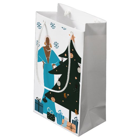 Black Girl White Hair-kerstcadeau Klein Cadeauzakje (Achterkant Gekanteld)