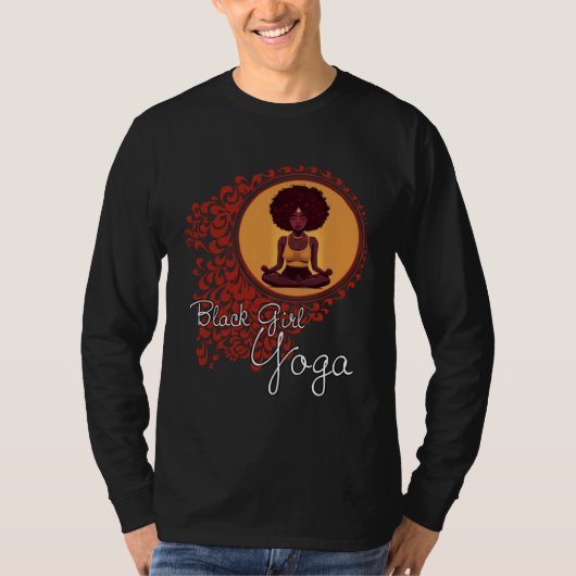 Black Girl Yoga Meditation or Exercise and Workout T-shirt (Voorkant)