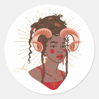 Black Girl Zodiac Magic: Aries Ronde Sticker