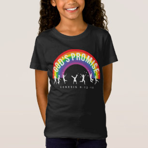 Black Girl's T-shirt Rainbow Gods Promise Kinderen