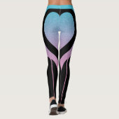 Black Girly Glitter Heart Butt Activewear Leggings (Achterkant)